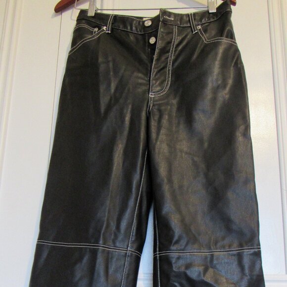 We the Free Faux Leather Pants, Black, sz. 4 , waist 26in, closure buttons: - Picture 2 of 8